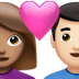 👩🏽‍❤️‍👨🏻 couple with heart: woman, man, medium skin tone, light skin tone display on Apple